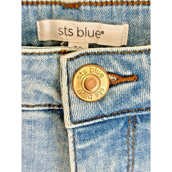 STS BLUE Molly Womens Blue Jean Denim Shorts Size 35 / 20 High Waist‎ Distressed - Picture 3 of 11